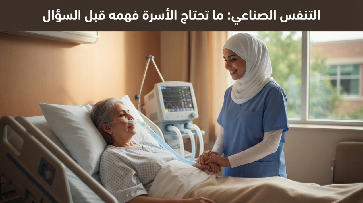 ممرضة تمسك يد سيدة مسنة موصلة بجهاز تنفس صناعي في البيت - التنفس الصناعي