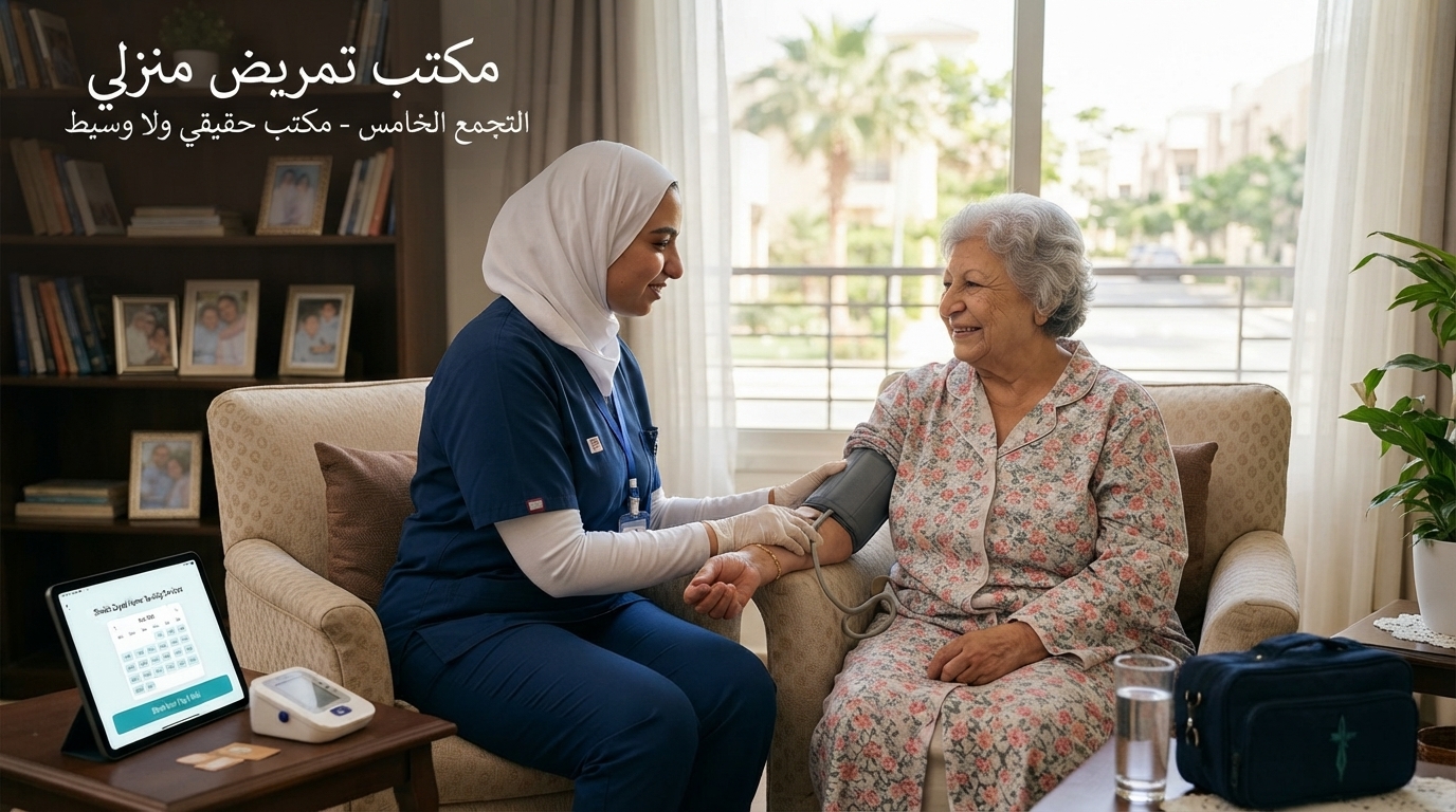 أسرة تراجع مستندات القيد النقابي والترخيص مع فريق مكتب تمريض منزلي التجمع الخامس قبل التعاقد